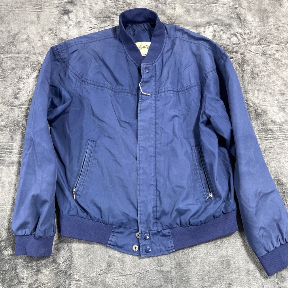 Arnie Arnold Palmer Vintage Navy Blue Bomber Jacket Mens Medium Windbreaker